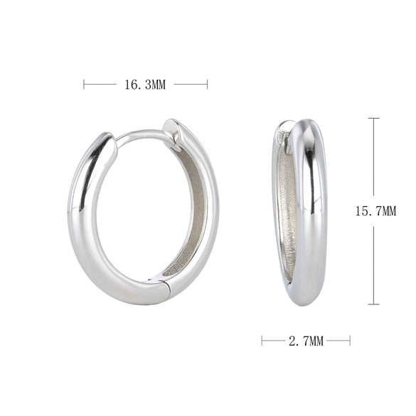 Wholesale S925 Sterling Silver Geometric Round Hoop Earrings Electroplated Unisex Vintage