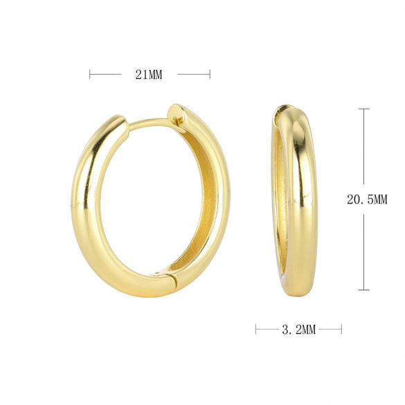 Wholesale S925 Sterling Silver Geometric Round Hoop Earrings Electroplated Unisex Vintage