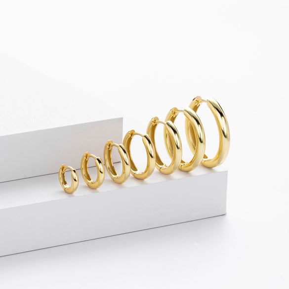 Wholesale S925 Sterling Silver Geometric Round Hoop Earrings Electroplated Unisex Vintage