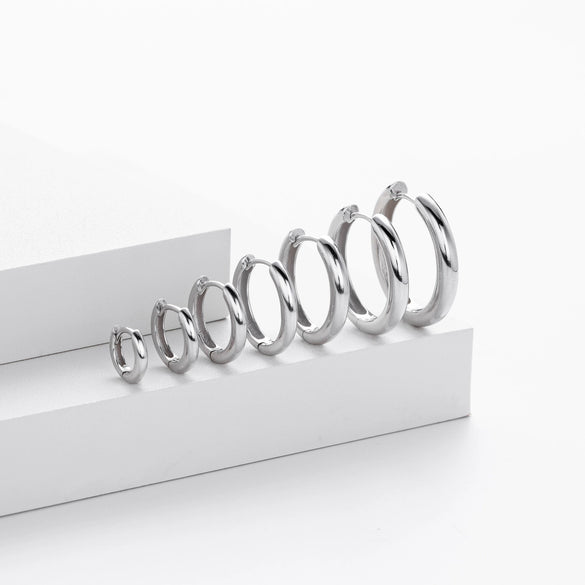 Wholesale S925 Sterling Silver Geometric Round Hoop Earrings Electroplated Unisex Vintage