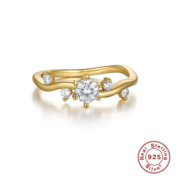Wholesale S925 Sterling Silver Geometric Round Ring With Love Stars Design Retro Style Electroplated
