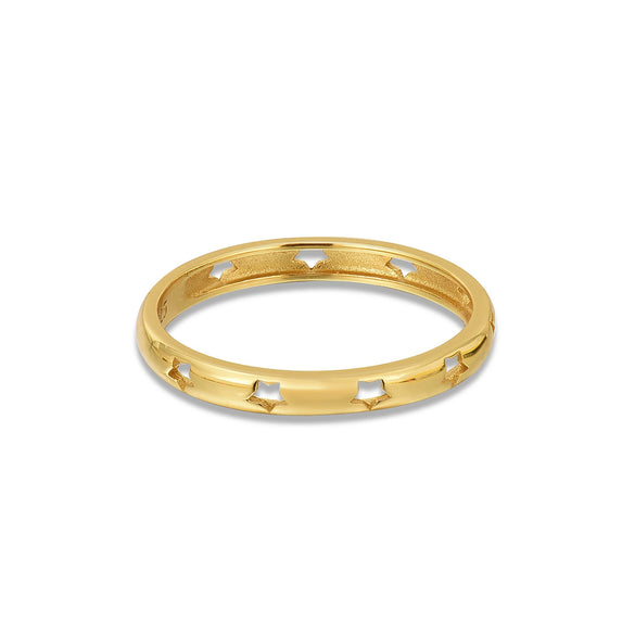 Wholesale S925 Sterling Silver Geometric Round Ring With Love Stars Design Retro Style Electroplated