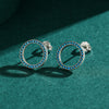 Wholesale S925 Sterling Silver Geometric Round Turquoise Microinlay Earrings