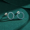 Wholesale S925 Sterling Silver Geometric Round Turquoise Microinlay Earrings
