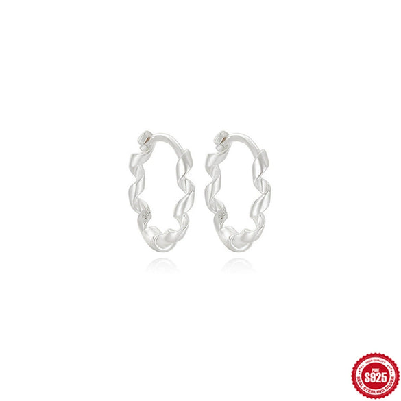 Wholesale S925 Sterling Silver Geometric Round Twisted Lines Ear Buckle Ear Stud Jewelry With Electroplating