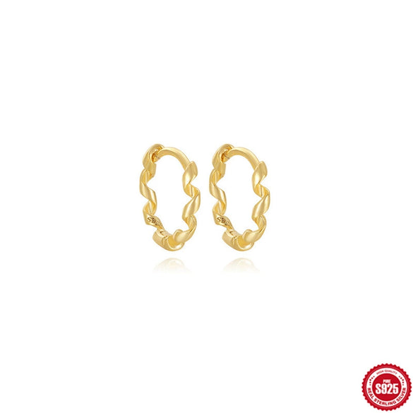 Wholesale S925 Sterling Silver Geometric Round Twisted Lines Ear Buckle Ear Stud Jewelry With Electroplating