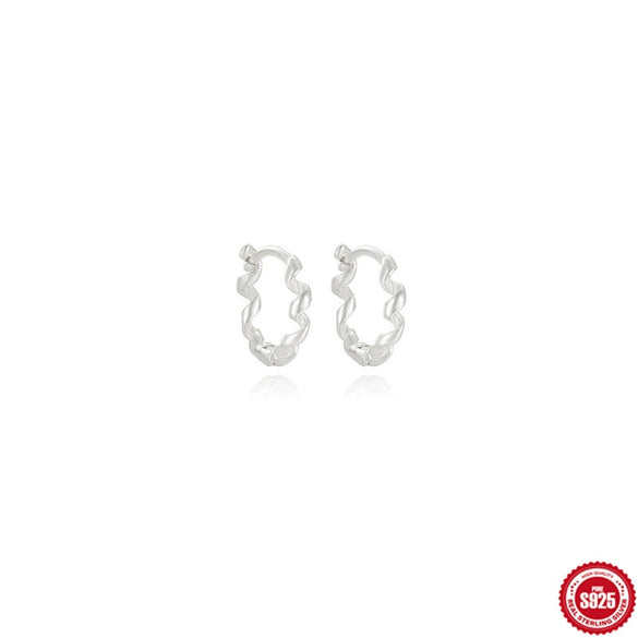 Wholesale S925 Sterling Silver Geometric Round Twisted Lines Ear Buckle Ear Stud Jewelry With Electroplating