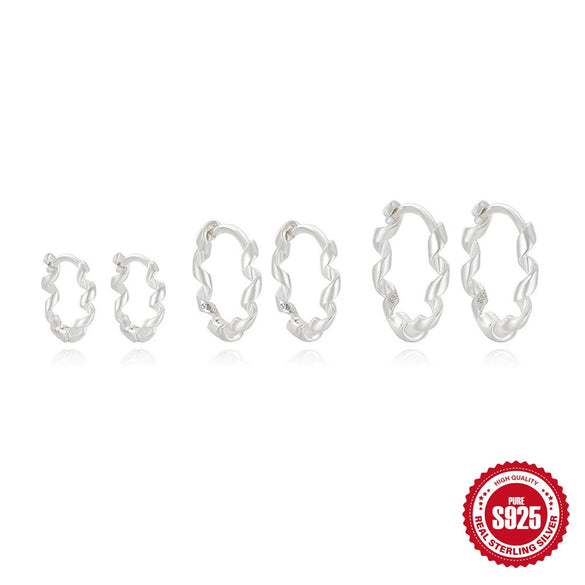Wholesale S925 Sterling Silver Geometric Round Twisted Lines Ear Buckle Ear Stud Jewelry With Electroplating