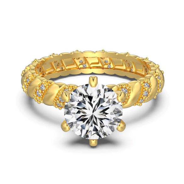Wholesale S925 Sterling Silver Geometric Round Zircon Electroplated Ring For Women