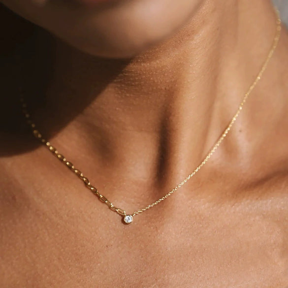 Wholesale S925 Sterling Silver Geometric Round Zirconium Inlaid Regular Chain Necklace For Women Fashion Simple And Trendy
