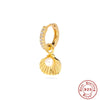 Wholesale S925 Sterling Silver Geometric Shell Pearl Malachite Dagger Earrings With Electroplating For Women