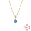 Wholesale S925 Sterling Silver Geometric Simple Daily Matching Birthday Stone Diamond Pendant Necklace With Electroplating For Women