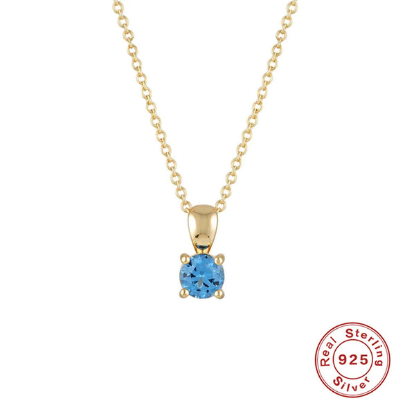 Wholesale S925 Sterling Silver Geometric Simple Daily Matching Birthday Stone Diamond Pendant Necklace With Electroplating For Women
