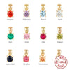 Wholesale S925 Sterling Silver Geometric Simple Daily Matching Birthday Stone Diamond Pendant Necklace With Electroplating For Women