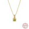 Wholesale S925 Sterling Silver Geometric Simple Daily Matching Birthday Stone Diamond Pendant Necklace With Electroplating For Women