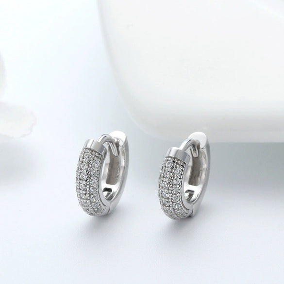 Wholesale S925 Sterling Silver Geometric Simple Round Hollow Diamond Earrings For Women With Electroplating