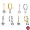 Wholesale S925 Sterling Silver Geometric Simple Single Diamond Electroplated Women's Earrings