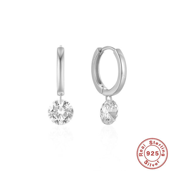 Wholesale S925 Sterling Silver Geometric Simple Single Diamond Electroplated Women's Earrings
