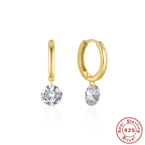 Wholesale S925 Sterling Silver Geometric Simple Single Diamond Electroplated Women's Earrings