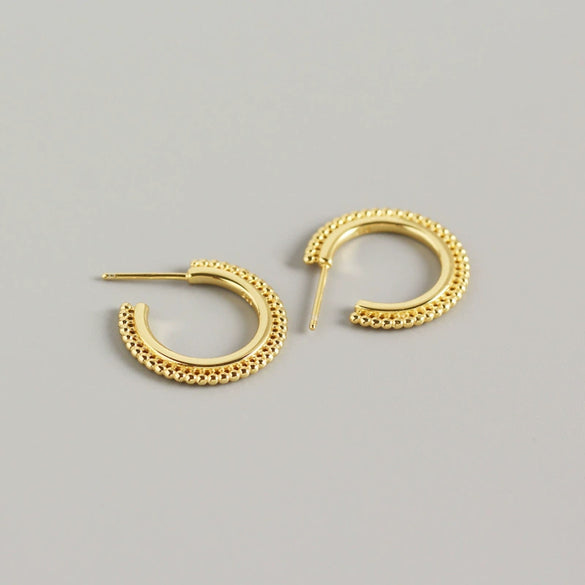 Wholesale S925 Sterling Silver Geometric Small Round Beads Electroplated Earrings