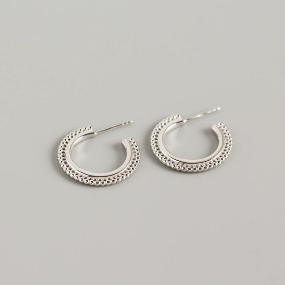 Wholesale S925 Sterling Silver Geometric Small Round Beads Electroplated Earrings