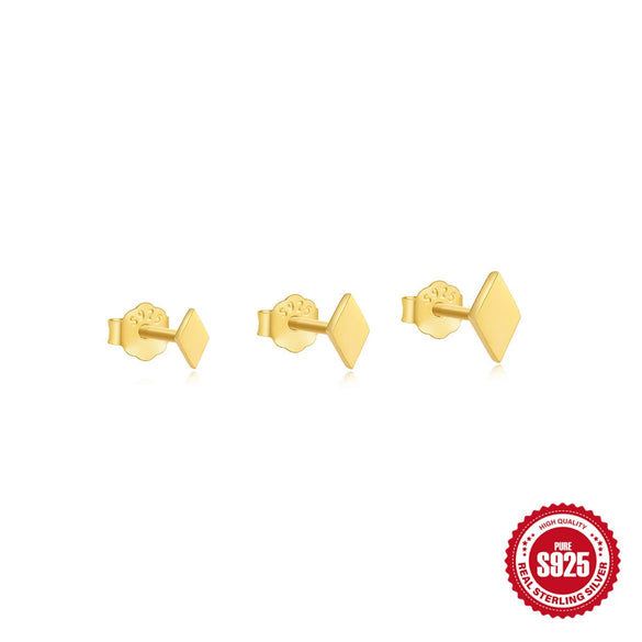 Wholesale S925 Sterling Silver Geometric Smooth Love All Match Women's Earrings With Electroplating