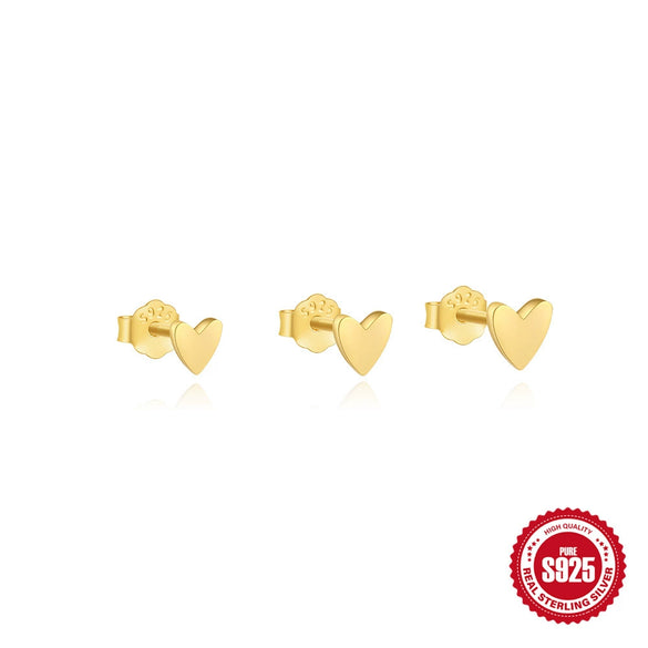 Wholesale S925 Sterling Silver Geometric Smooth Love All Match Women's Earrings With Electroplating