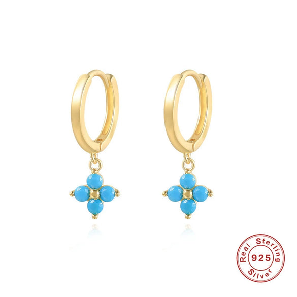 Wholesale S925 Sterling Silver Geometric Snowflake Earring With Electroplating For Women