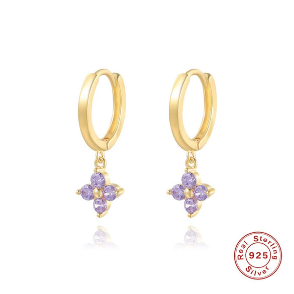 Wholesale S925 Sterling Silver Geometric Snowflake Earring With Electroplating For Women