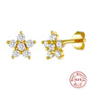 Wholesale S925 Sterling Silver Geometric Snowflake Earrings With Electroplating Simple Minimalist And Floral Style