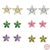 Wholesale S925 Sterling Silver Geometric Snowflake Earrings With Electroplating Simple Minimalist And Floral Style