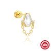 Wholesale S925 Sterling Silver Geometric Specialshaped Electroplated Noncolliding Zircon Thicksoled Flathead External Thread Piercing Earrings For Women