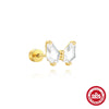 Wholesale S925 Sterling Silver Geometric Specialshaped Electroplated Noncolliding Zircon Thicksoled Flathead External Thread Piercing Earrings For Women