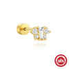 Wholesale S925 Sterling Silver Geometric Specialshaped Electroplated Noncolliding Zircon Thicksoled Flathead External Thread Piercing Earrings For Women