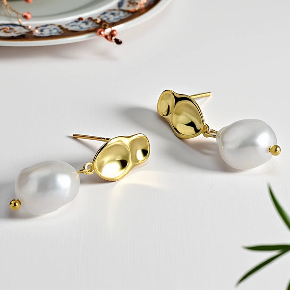 Wholesale S925 Sterling Silver Geometric Specialshaped Women's Earrings With Imitation Pearl Simple Style Accessories