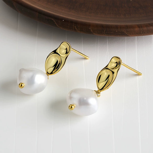 Wholesale S925 Sterling Silver Geometric Specialshaped Women's Earrings With Imitation Pearl Simple Style Accessories