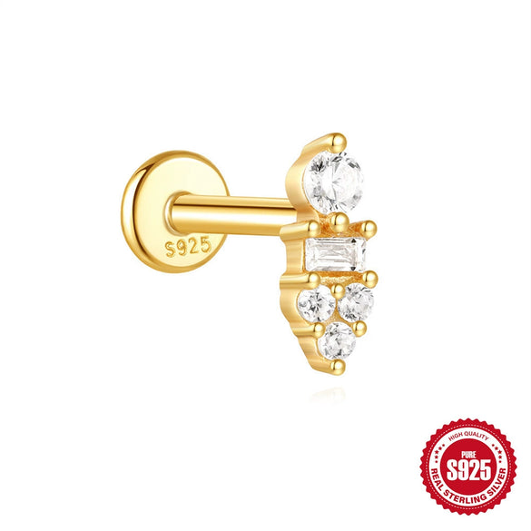 Wholesale S925 Sterling Silver Geometric Spiral Puncture Ear Nail With Exquisite Design And Environmentally Friendly Plating For Unisex