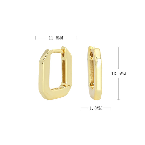 Wholesale S925 Sterling Silver Geometric Square Ear Buckle Earrings With Electroplating For Women