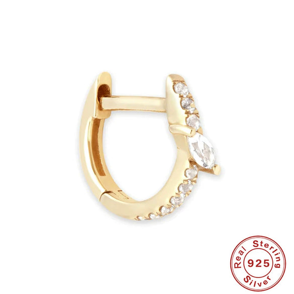 Wholesale S925 Sterling Silver Geometric Square Horse Eye Diamond Women's Earrings With Real Gold Plating And Zircon