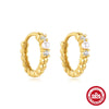 Wholesale S925 Sterling Silver Geometric Square Zircon Retro Earrings With Circle Small Ear Ring And Niche Ear Buckle For Women Electroplated