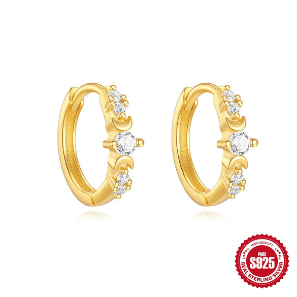 Wholesale S925 Sterling Silver Geometric Square Zircon Retro Earrings With Circle Small Ear Ring And Niche Ear Buckle For Women Electroplated