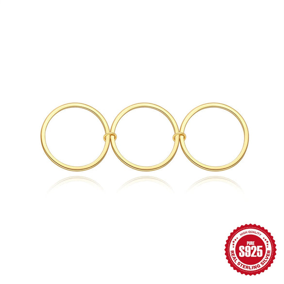 Wholesale S925 Sterling Silver Geometric Stacking Lock Food Ring With Electroplating And Real Gold Plating