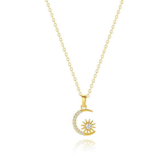 Wholesale S925 Sterling Silver Geometric Star And Moon Pendant O Word Chain Necklace For Women With Electroplating Design
