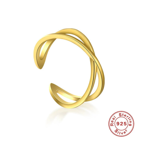 Wholesale S925 Sterling Silver Geometric Star And Moon Ring With Electroplating Adjustable Fashion Design