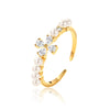 Wholesale S925 Sterling Silver Geometric Star And Moon Ring With Electroplating Adjustable Fashion Design