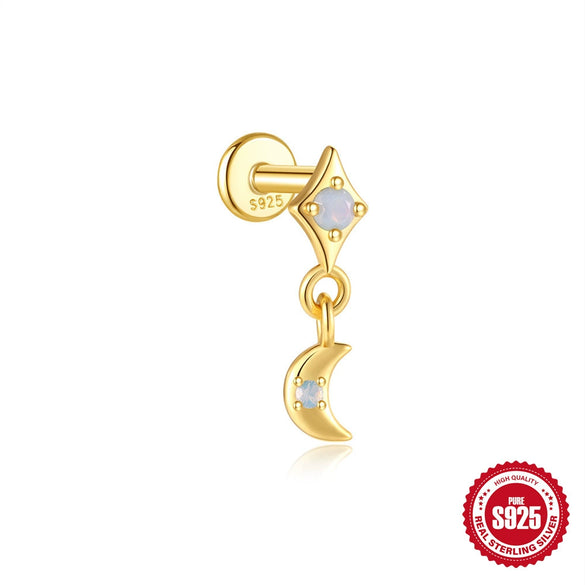 Wholesale S925 Sterling Silver Geometric Star Aobao Tassel Exquisite Stacked Joker Puncture Burst Earrings Set With Gems