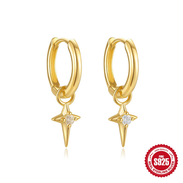 Wholesale S925 Sterling Silver Geometric Star Diamond Earrings For Women
