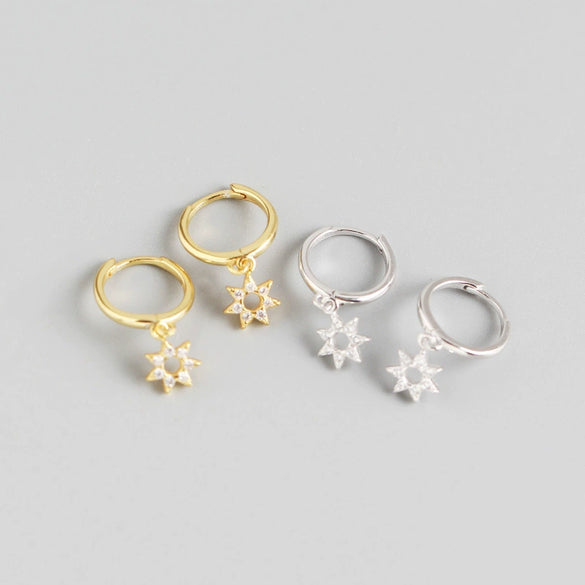 Wholesale S925 Sterling Silver Geometric Star Diamond Minimalist Electroplated Earrings