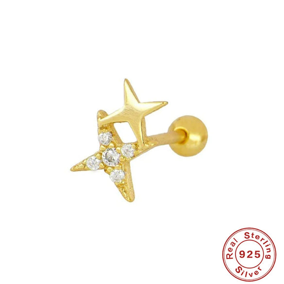 Wholesale S925 Sterling Silver Geometric Star Ear Nails For Women With Electroplating Ear Accessories