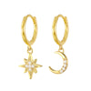 Wholesale S925 Sterling Silver Geometric Star Moon Asymmetric Earrings With Inlaid Zircon And Creative Ear Buckle Unisex Fashion Jewelry